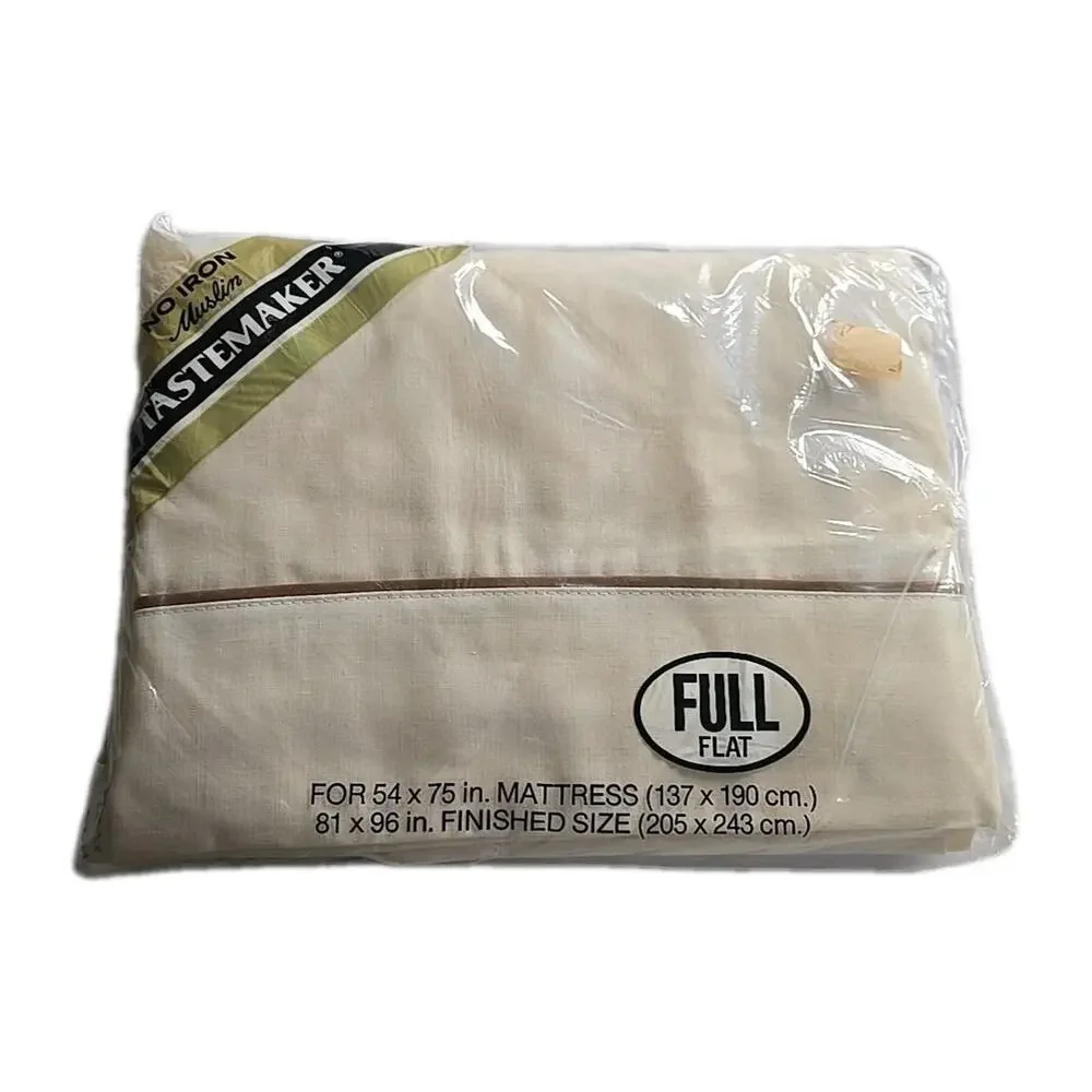 NEW Vintage Tastemaker Soft No-Iron Muslin Bedding‎ Full Flat Sheet Set 54